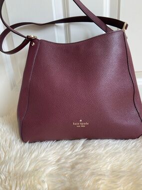 kate spade Pebbled Leather Shoulder Bag in Deep Wine